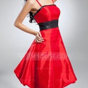 Satin Red & Black Lace Goth Homecoming Dress